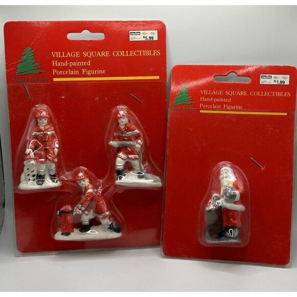 Caldor Village Square Collectibles Firemen‎ & Santa Figures Christmas Village - Picture 1 of 6